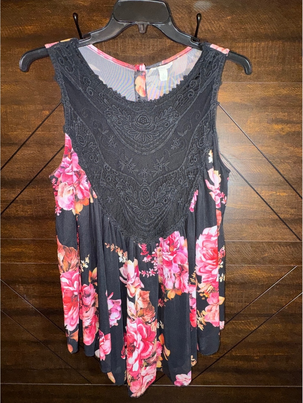 "EST. 1946 floral print and crochet-accented garment from Cato Brand retail